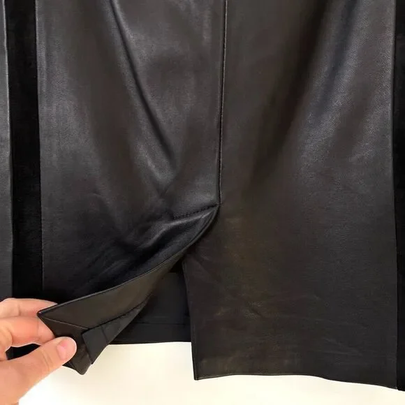 J. McLaughlin Black Genuine Leather Skirt Preppy Mob Wife Womens Size 12